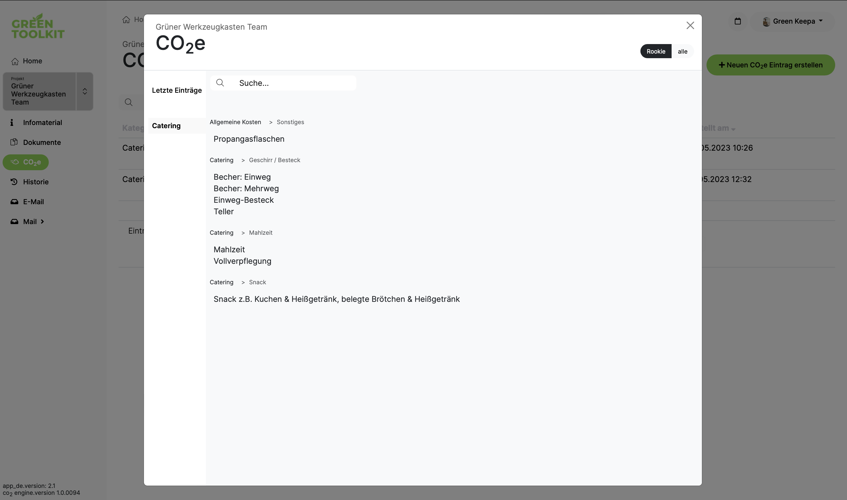 Co2e verbr&auml;uche